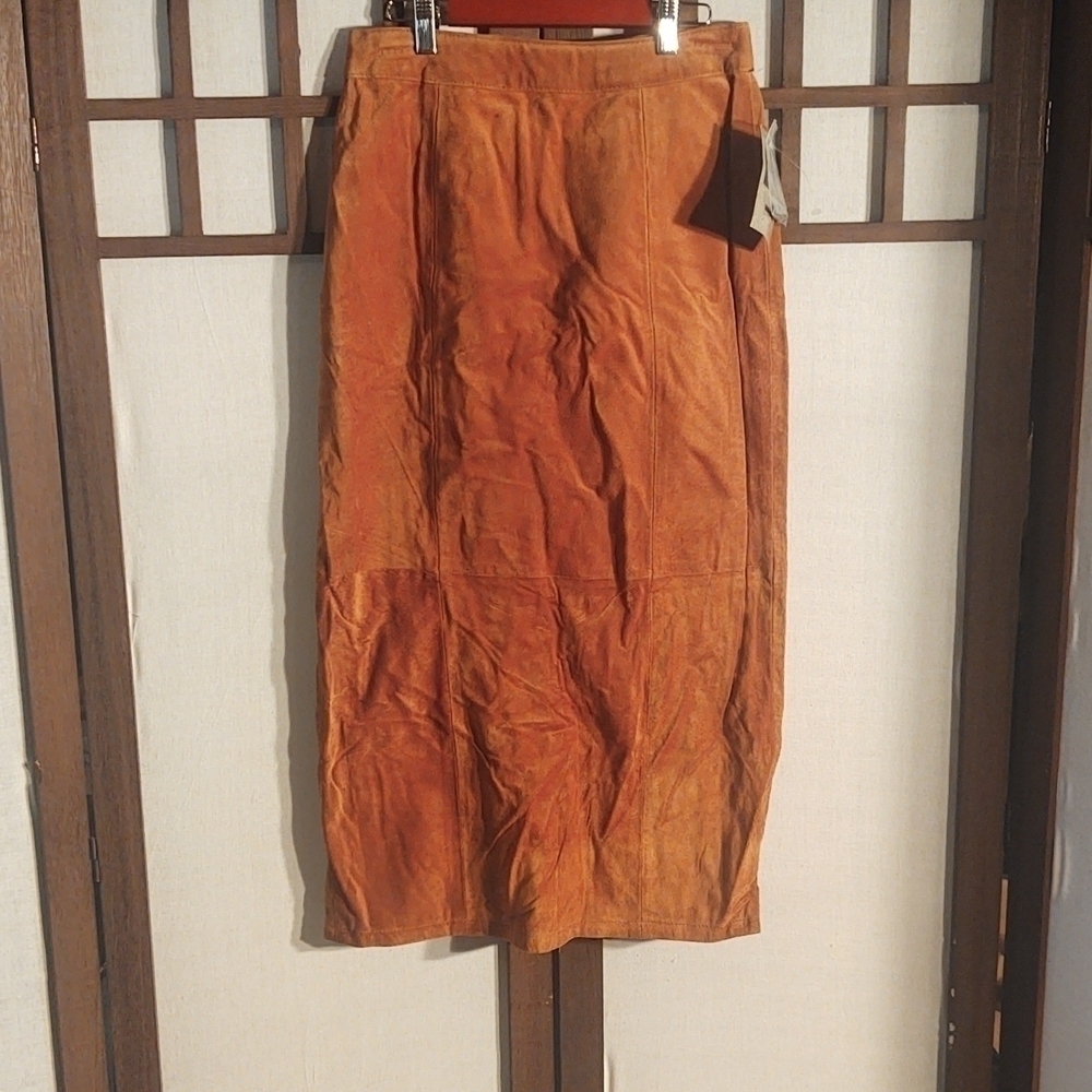 Vintage Global Identity Leather G-III Midi Suede / Leather Skirt Sz 9/10 NWT